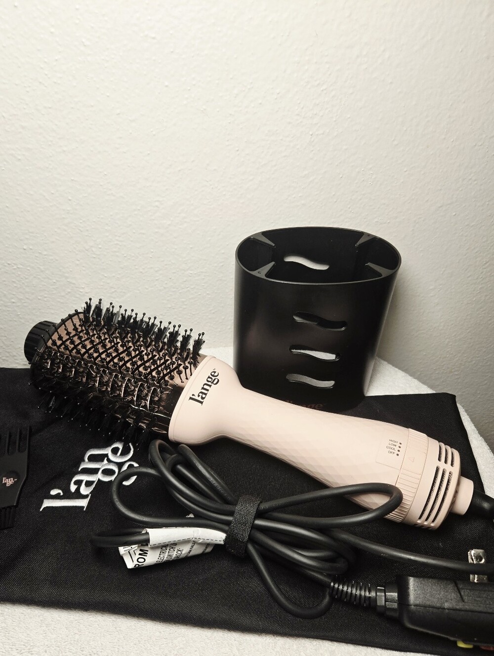 L'ange Le Volume 2-in-1 Titanium Brush Dryer 75mm Blush Pink Hot Air Brush